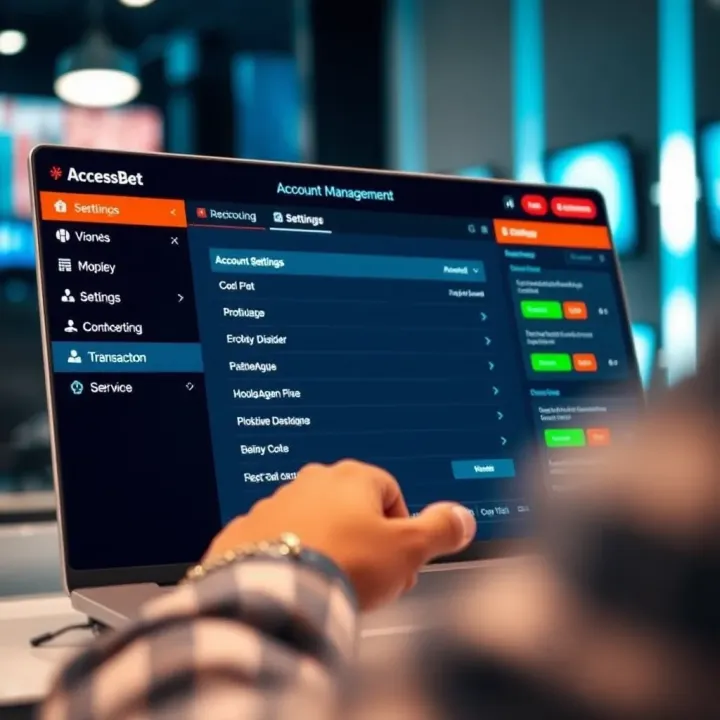 User managing account settings and transaction options on AccessBet website