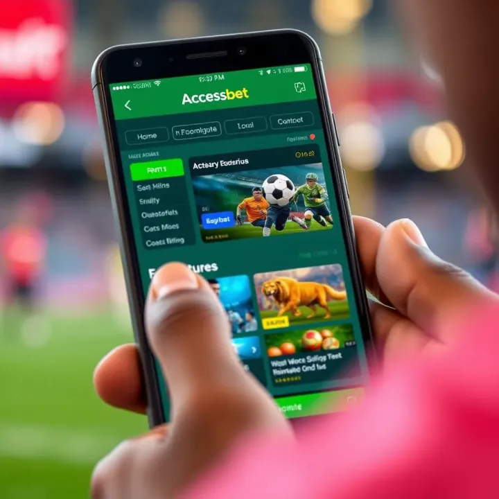 User interface of the Accessbet app displaying betting options and features