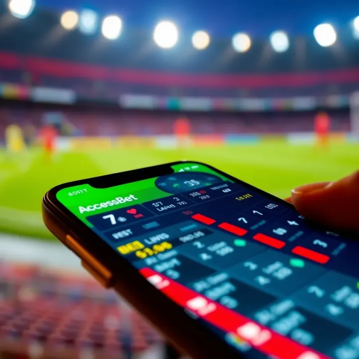 Interface of AccessBet app showing betting options and live odds on a mobile screen