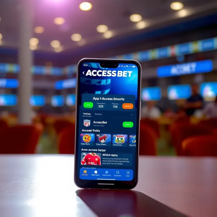 Mobile phone screen displaying AccessBet app interface with sports betting options