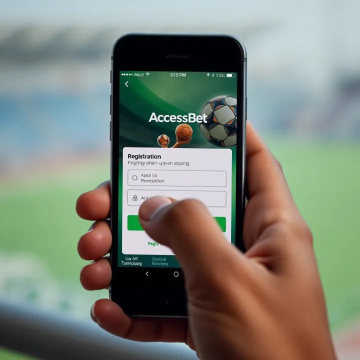 User navigating the registration section within the AccessBet app on a smartphone