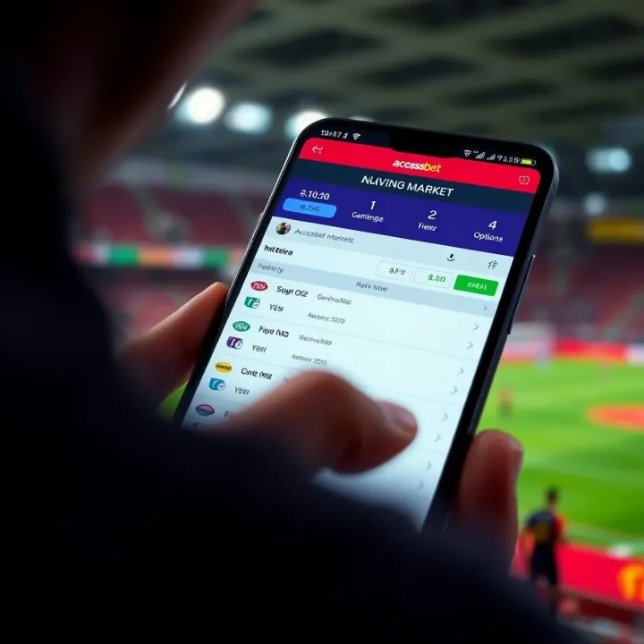 AccessBet platform displaying various betting markets and options on a mobile device