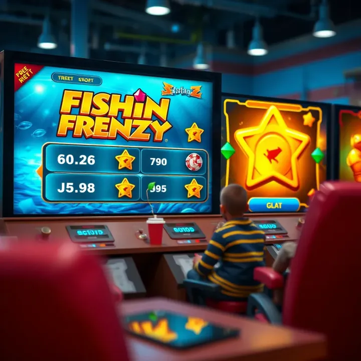 AccessBet Fishin Frenzy Gameplay and Rewards Display Digital interface displaying game controls and winning rewards in AccessBet Fishin Frenzy