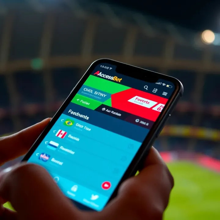 Mobile device displaying AccessBet Ghana's sports betting app with various betting options