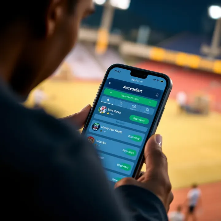 AccessBet India mobile app interface showing betting options on smartphone screen