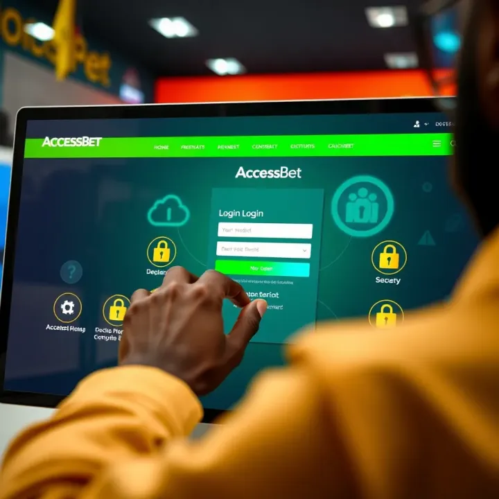 User entering login credentials on the AccessBet platform with security icons displayed