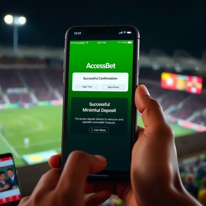 Mobile phone screen showing successful deposit confirmation on AccessBet app
