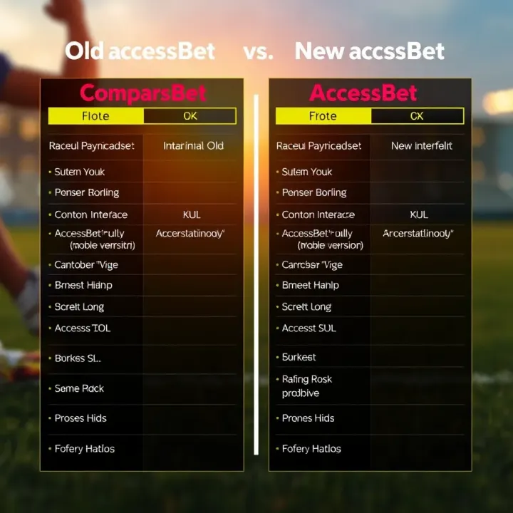 Comparison chart showing features of AccessBet's old mobile version versus the new mobile interface