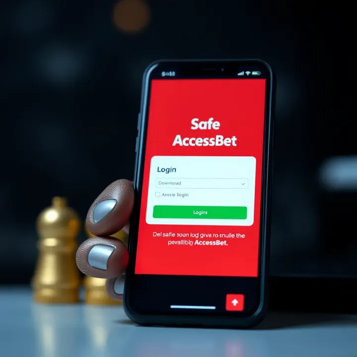Illustration of safe downloading and login steps for AccessBet's old mobile app on a smartphone