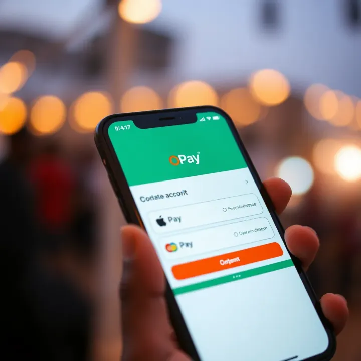 Mobile phone screen displaying OPay app interface with payment options in Nigeria
