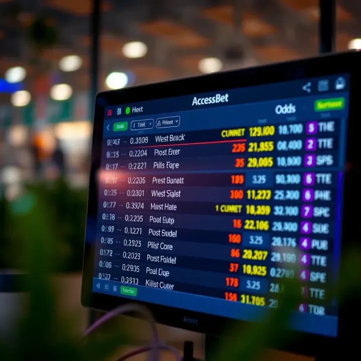 Illustration of AccessBet pool code interface displaying current betting options and odds