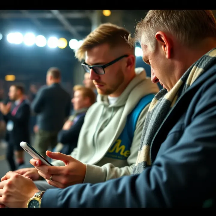 Football fans engaging with match timings and betting opportunities on a mobile device