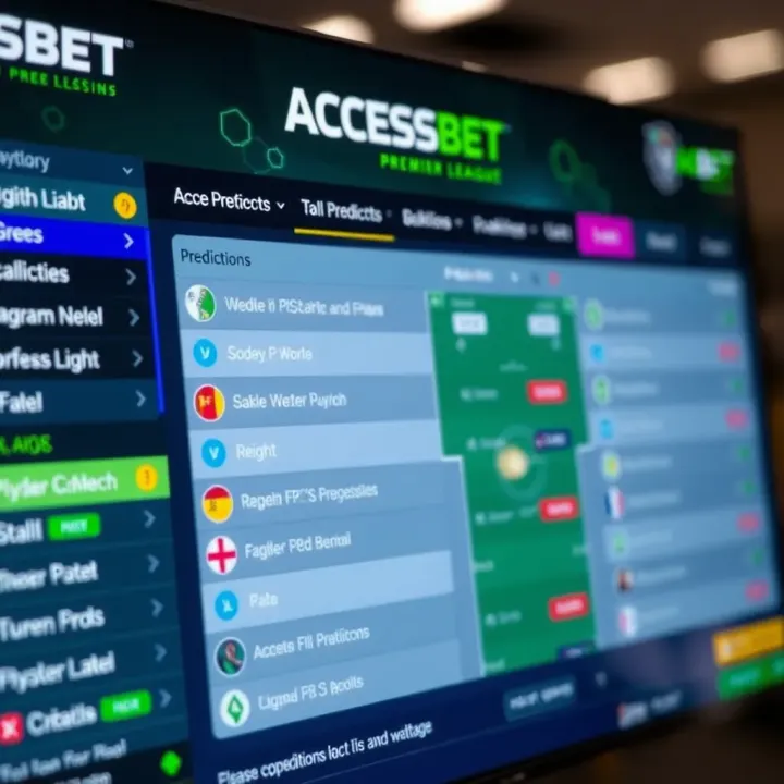 Detailed Premier League match predictions displayed on a digital betting platform interface