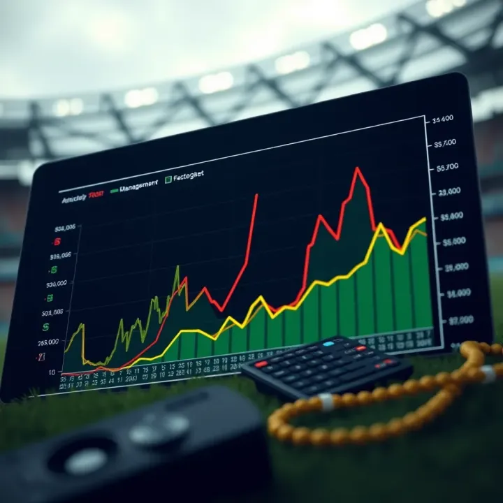 Graph showing risk management strategies and betting trends for soccer matches