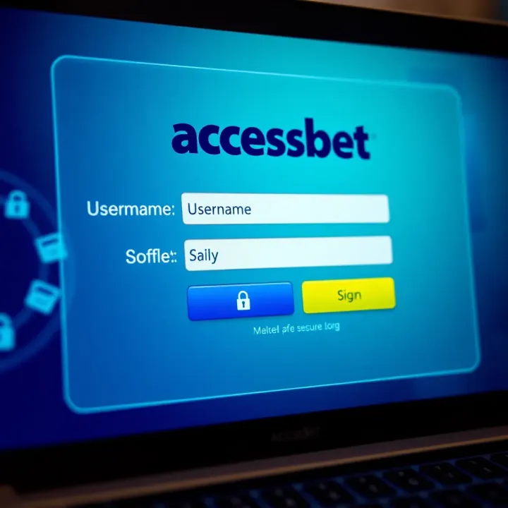 Secure login interface of AccessBet with focus on username and password fields and security icons