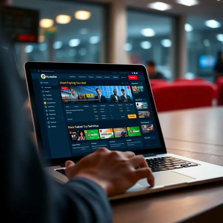Secure navigation of AccessBet betting platform on a laptop