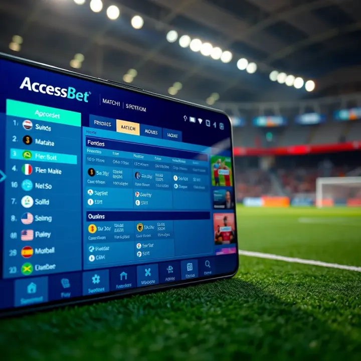 User interface of AccessBet virtual football prediction software displaying match odds and betting options