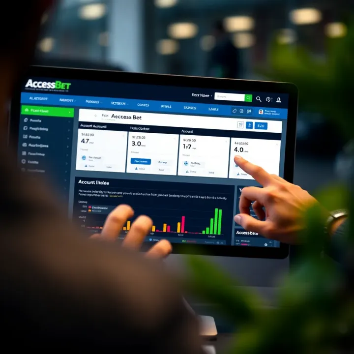 User navigating AccessBet website dashboard to locate account identification