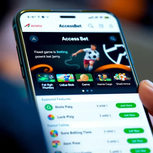 User interface of Aviator AccessBet app showing game options and betting features
