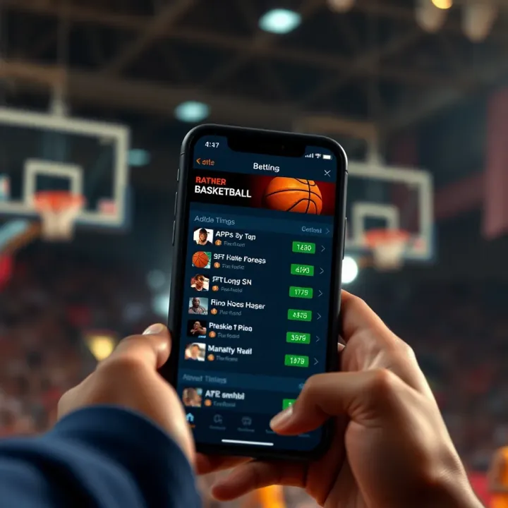 A digital interface showing various basketball betting options and odds on a mobile device