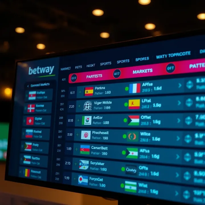 User interface showing sports betting options on Betway platform
