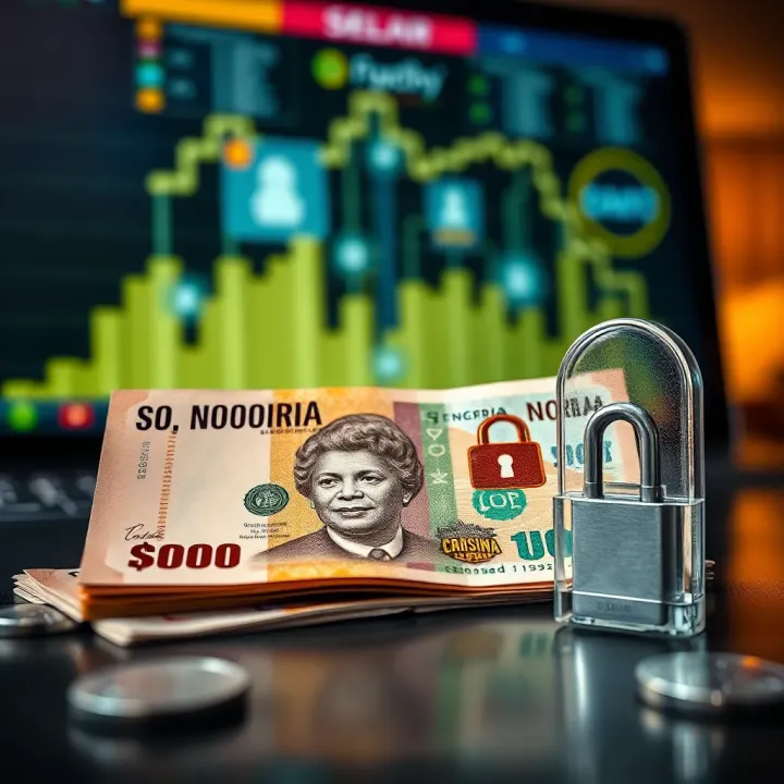 Nigerian Naira currency notes next to digital payment icons representing secure transactions