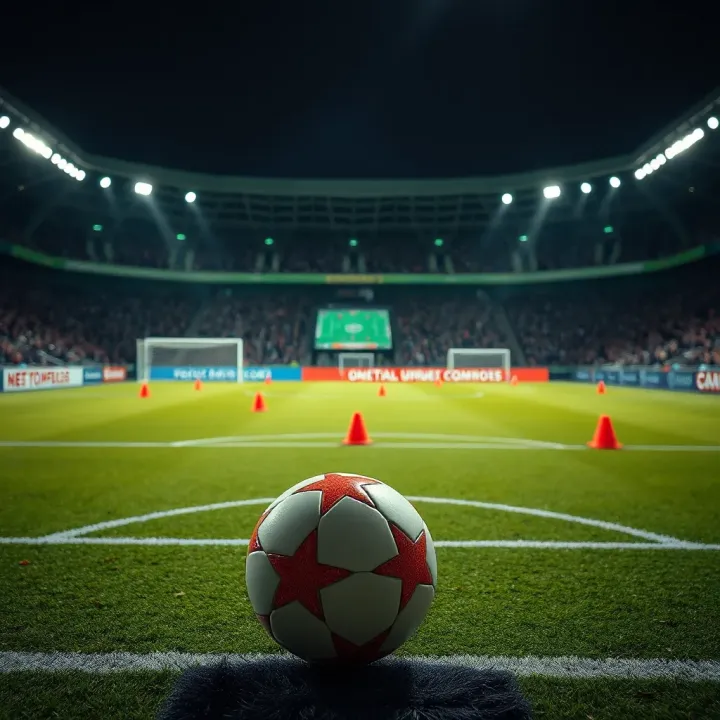 Football pitch with tactical markers and score prediction analytics