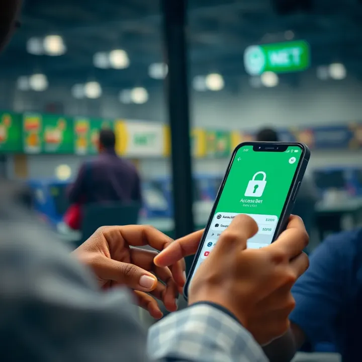 User engaging with sports betting platform on a mobile device alongside a secure banking app interface