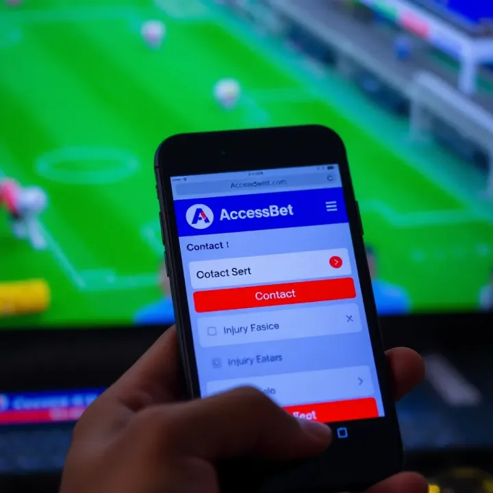 Mobile device displaying AccessBet official website contact page with inquiry options