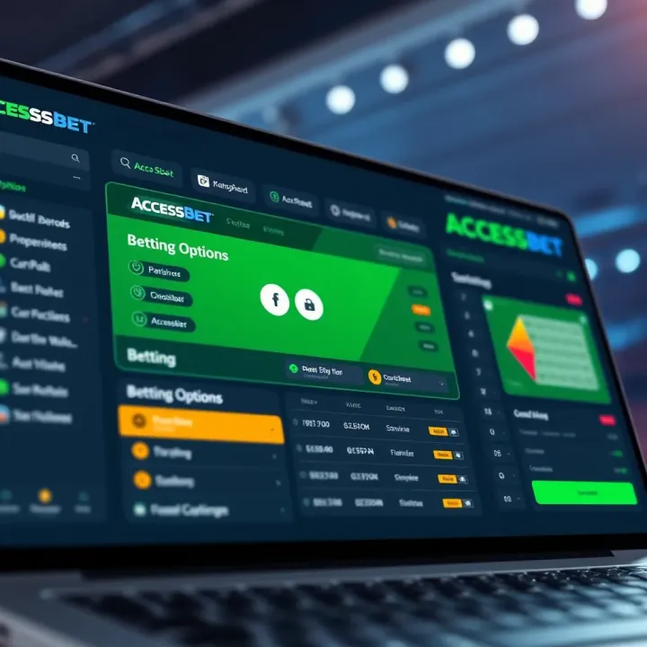 Dashboard showing betting options and navigation menus on AccessBet platform