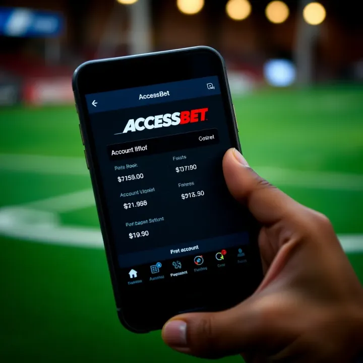 AccessBet mobile app interface displaying account details on screen