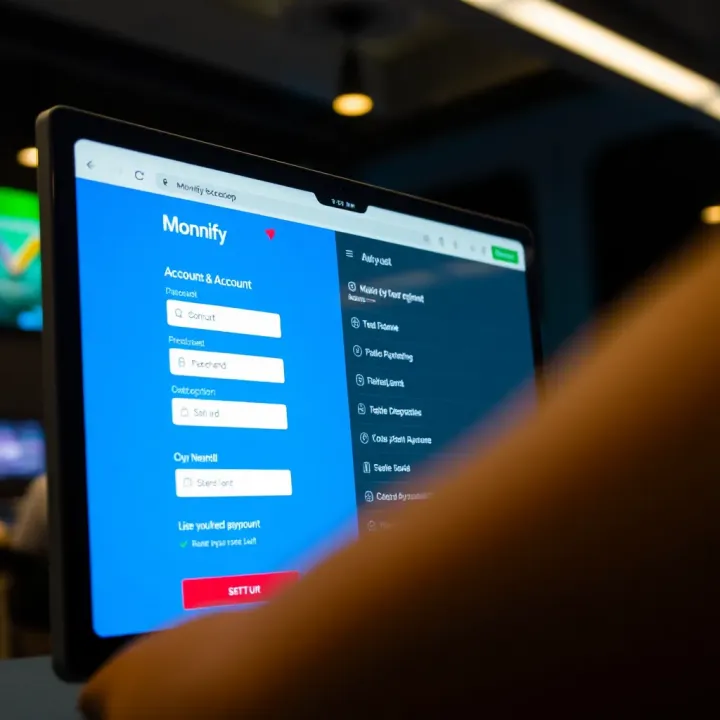 Monnify Account Setup for AccessBet Deposits User interface of Monnify payment platform showing account setup options