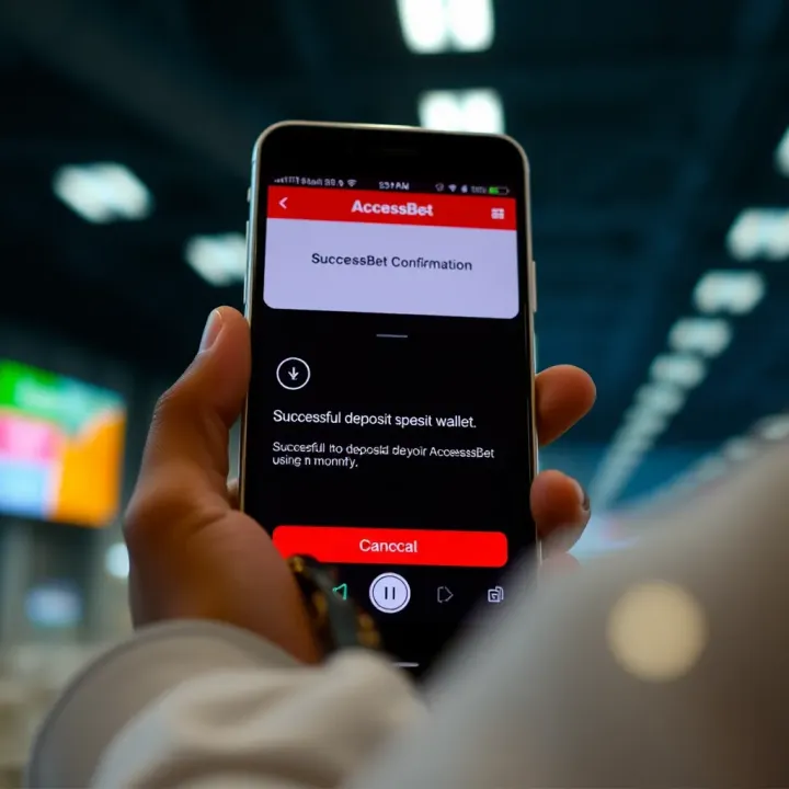 Mobile screen displaying confirmation of successful deposit into AccessBet wallet