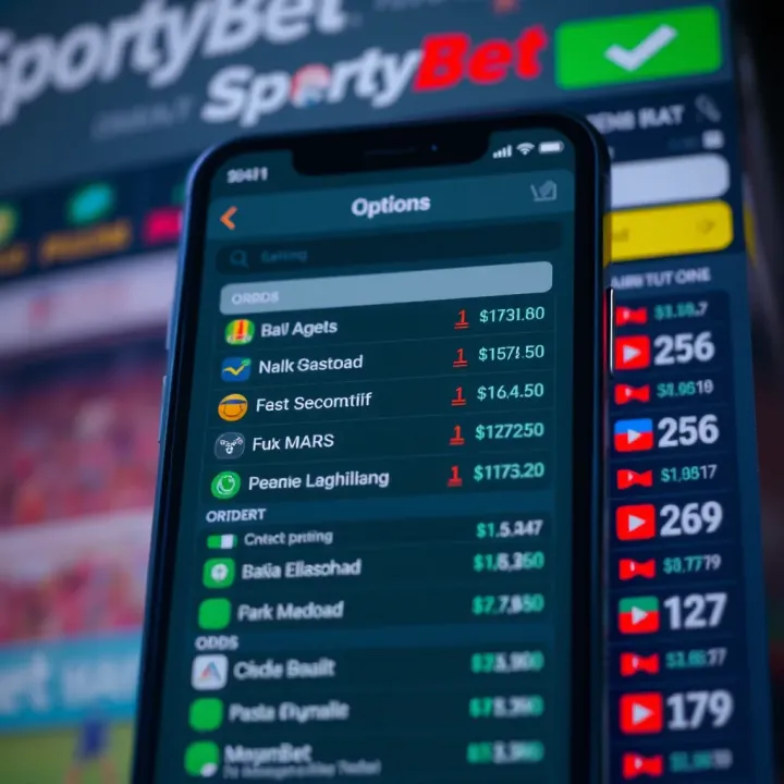 SportyBet Betting Options and Odds Display Display of various betting options and odds on SportyBet mobile application