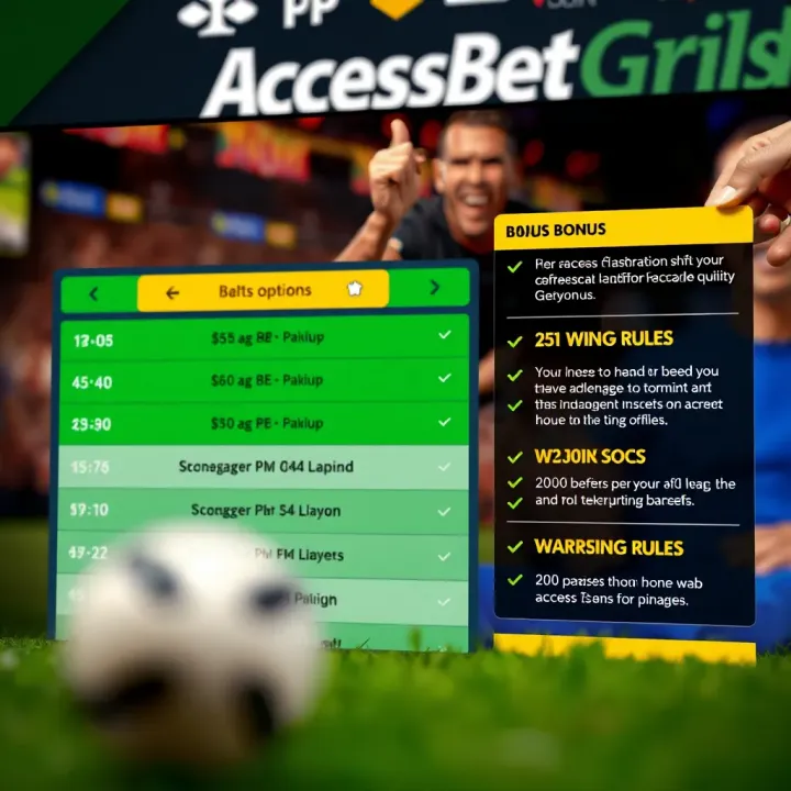 Illustration of AccessBet betting options with highlighted bonus benefits and wagering rules