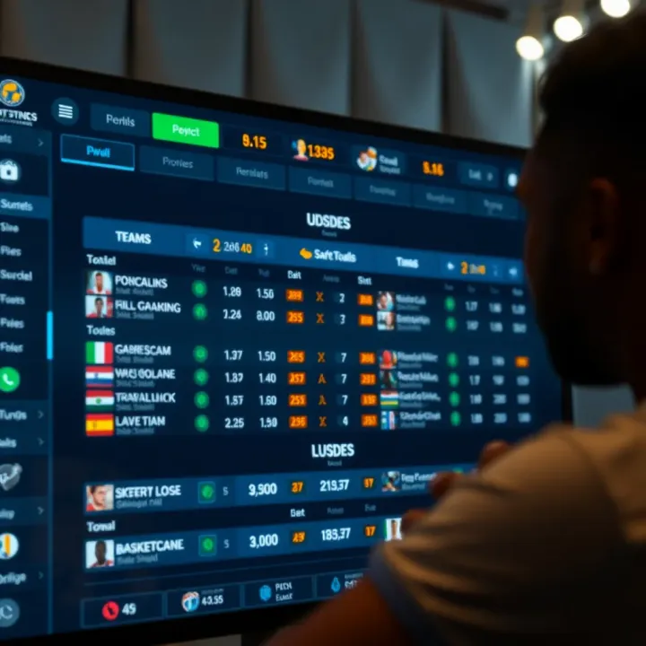 Live sports betting interface displaying real-time odds for football and basketball games