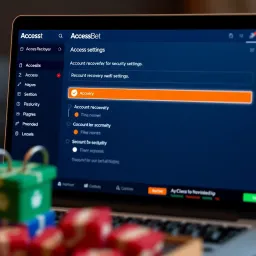 User interface showing account recovery options and security settings on AccessBet platform
