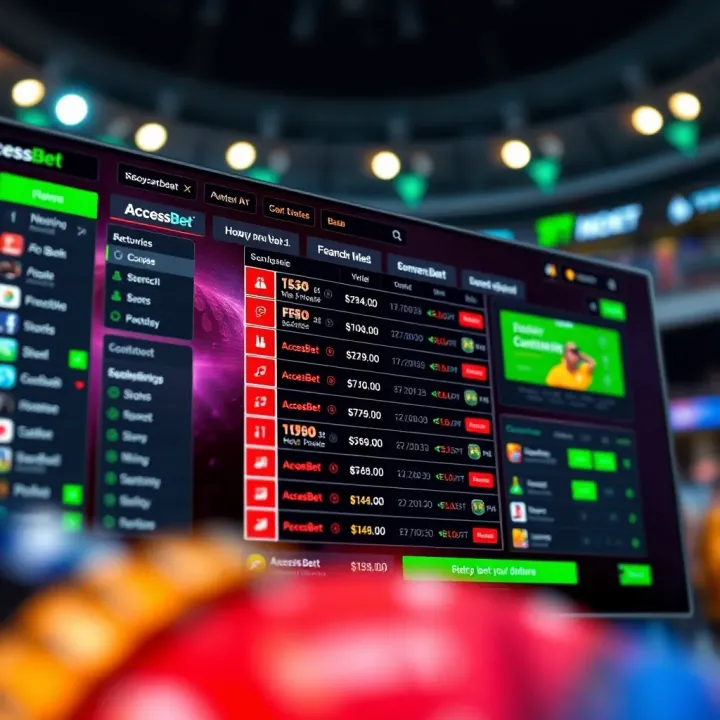 Illustration of a digital sports betting interface displaying odds and betting options on AccessBet platform