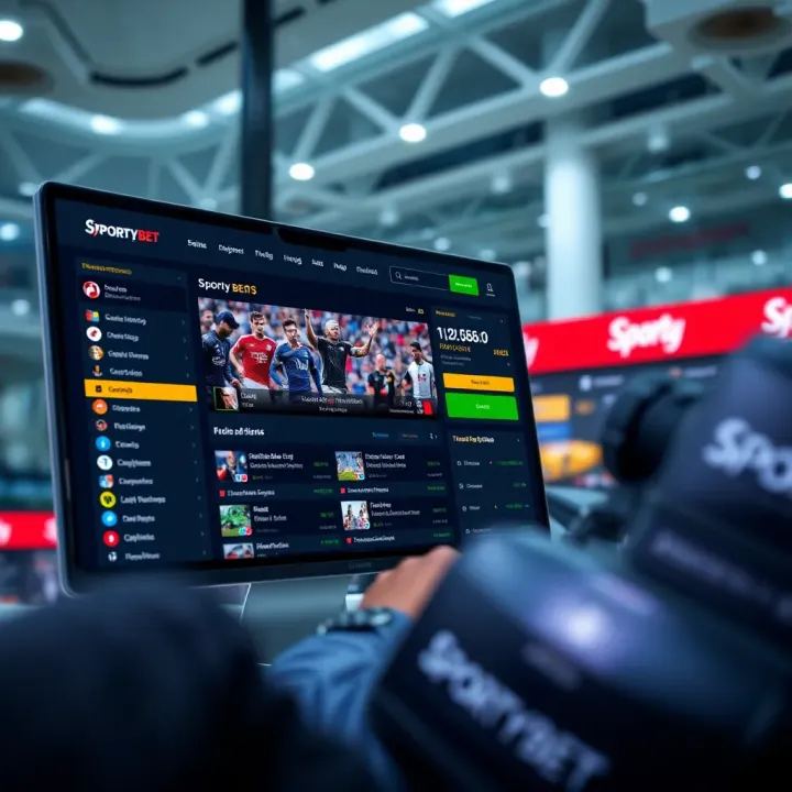 User interface of Sporty Bet online platform showing betting options and live sports events