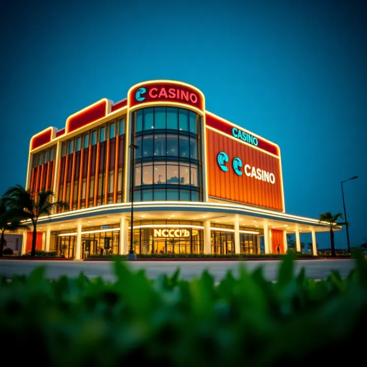 Modern casino building with bright lights in Nigeria