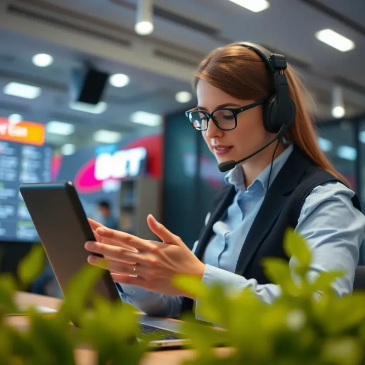Customer support representative assisting with access issues on a digital device
