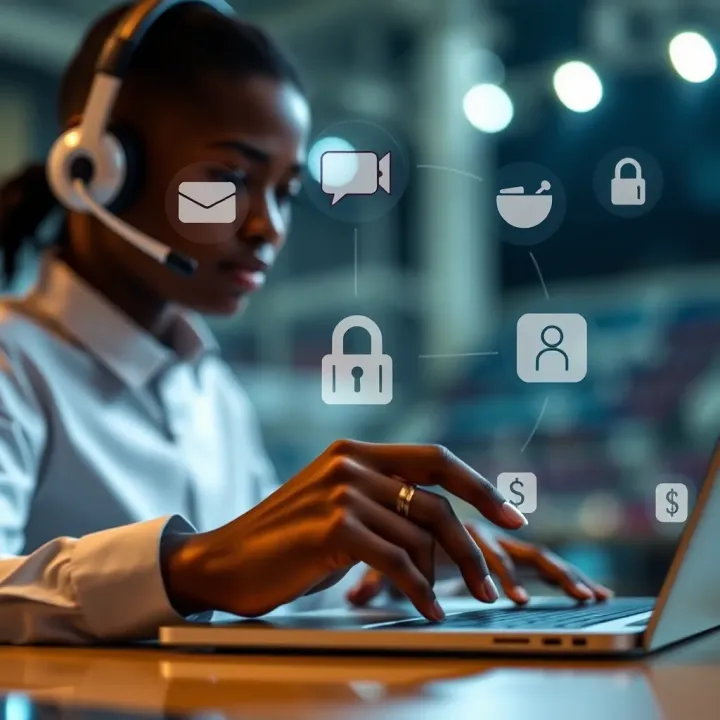 Illustration of secure online payment methods and customer support symbols tailored for Nigerian bettors