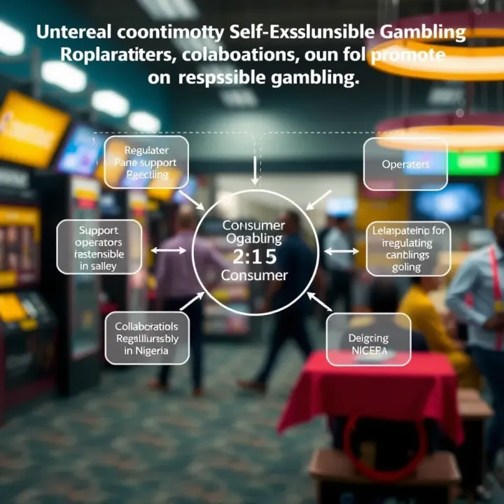 Diagram showing collaboration between regulators, operators, and support organizations to promote responsible gambling