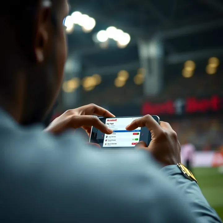 User interacting with a digital betting platform interface on a mobile device