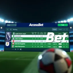 Interface displaying betting options for English Premier League matches on AccessBet platform