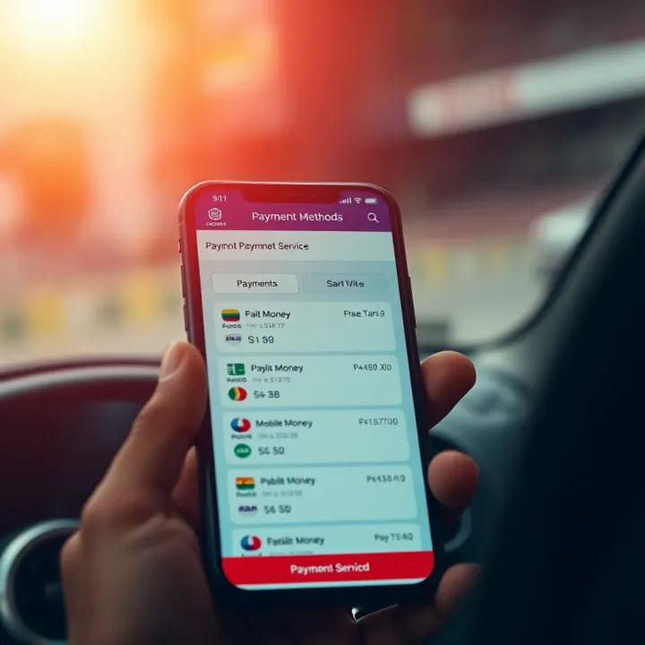 Mobile phone displaying payment methods including mobile money services for AccessBet TZ users