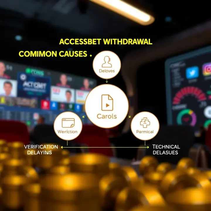 Diagram showing common causes of AccessBet withdrawal cancellations including verification delays and technical issues