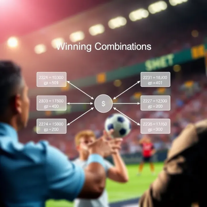 Diagram showing the calculation of winning combinations in a sports system bet